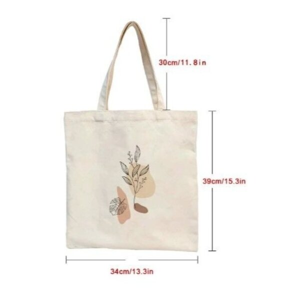 Plants Leaves Canvas Shopping Tote Bag - Picture 2 of 3